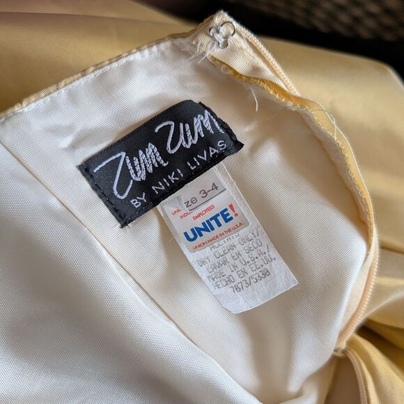 Vintage 90s Zum Zum Prom Dress Gold Brocade Gown Princess Formal Size 3 - Picture 8 of 13